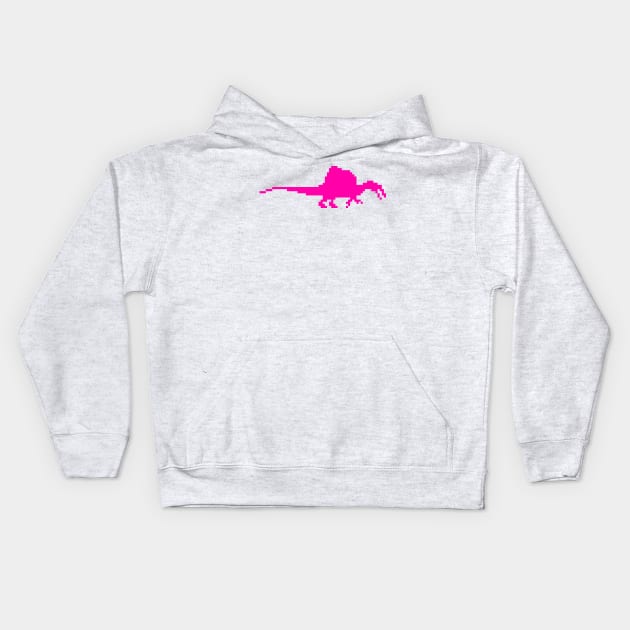 8-bit spinosaurus Pink Kids Hoodie by arc1